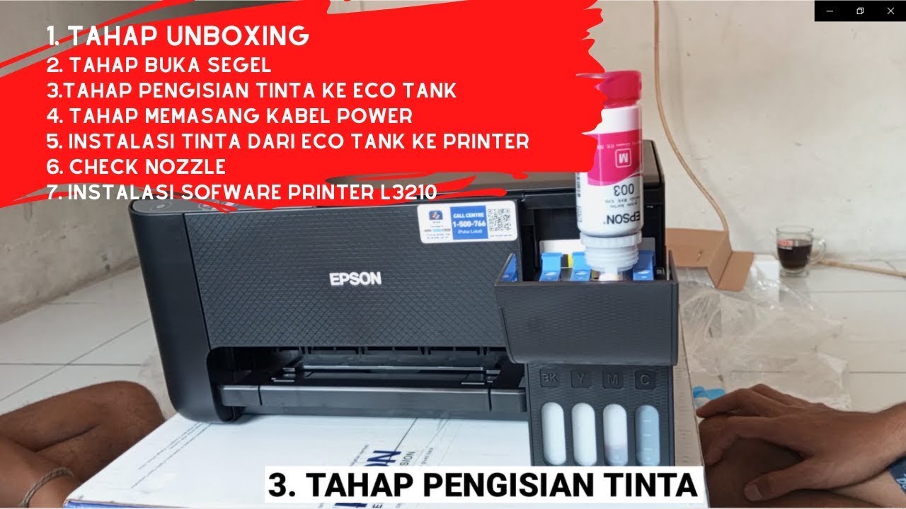 UNBOXING DAN CARA SETTING PRINTER EPSON L3210 I PART 1