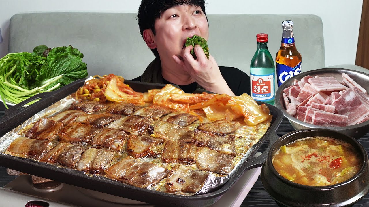 Свиная грудинка и соджу! Happy Meal MUKBANG REALSOUND ASMR EATINGSHOW