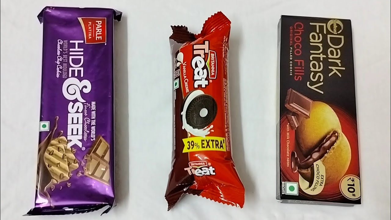 Hide & Seek vs Treat Vanilla Creme vs Dark Fantasy Choco Fills biscuit 🍪 || cookies 🍪🍪