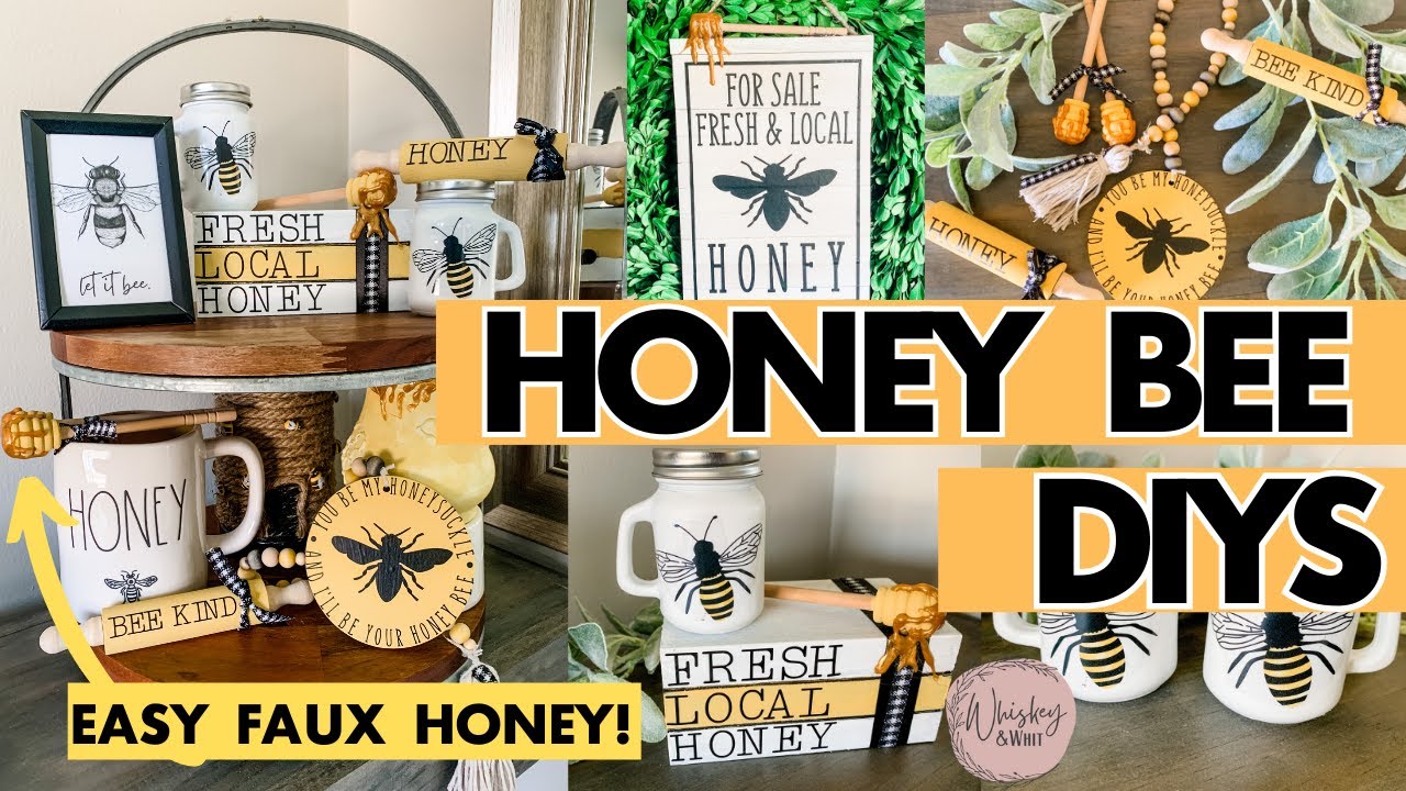 10 High-End Bee & Honey-Themed DIYS | Easy Faux Fake Honey  🐝 Dollar Tree Tiered Tray Decor