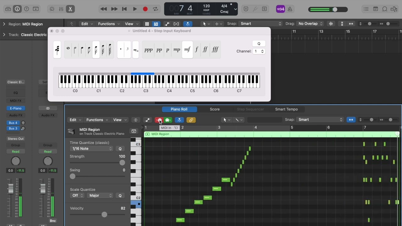Step Input MIDI Logic - How to input the notes one at a time using 2 methods.