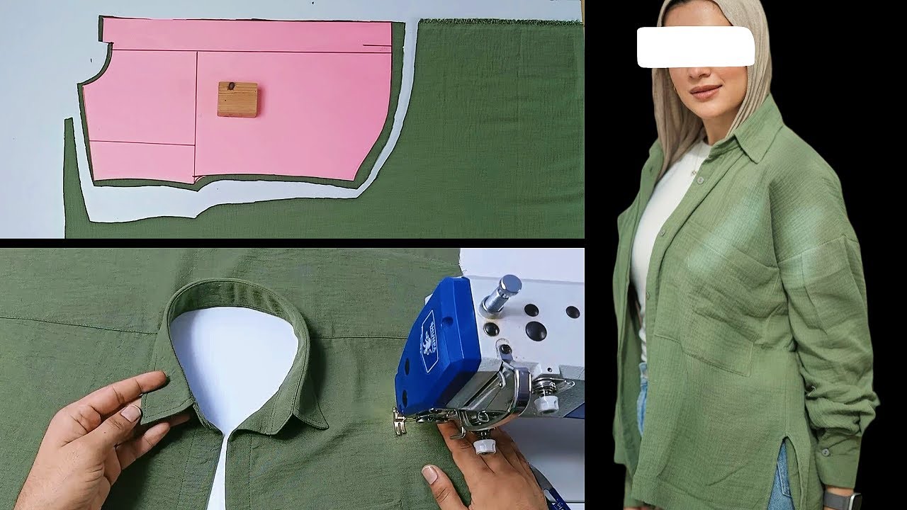 من السهل جداً تفصيل شميز اوڤر سايز | How to sew a shirt very easy |  تفصيل وخياطة شوميز اوفر سايز