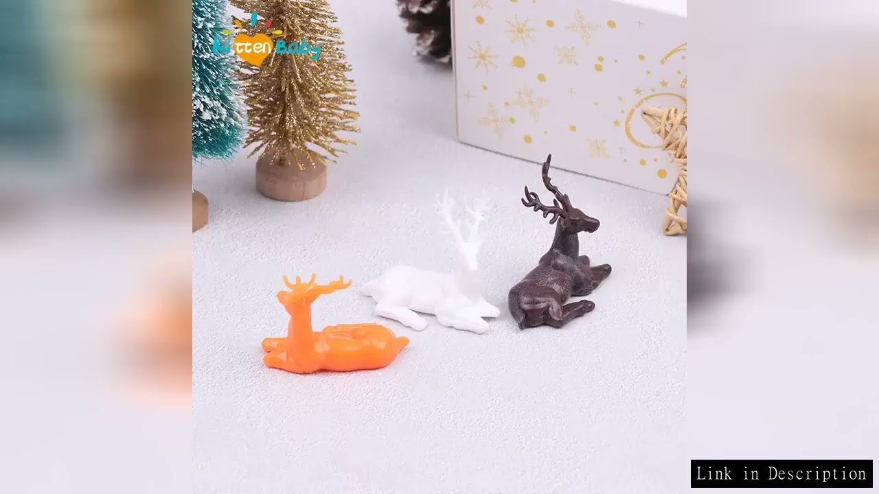 Mini Elk Deer Cartoon Animal Figurine Dollhouse Home Decor Miniature Fairy Garden Decoration Resin C