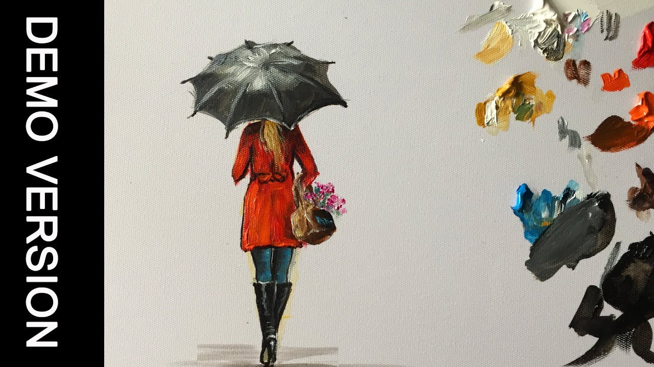 A Lady in red acrylic painting - Demo 2