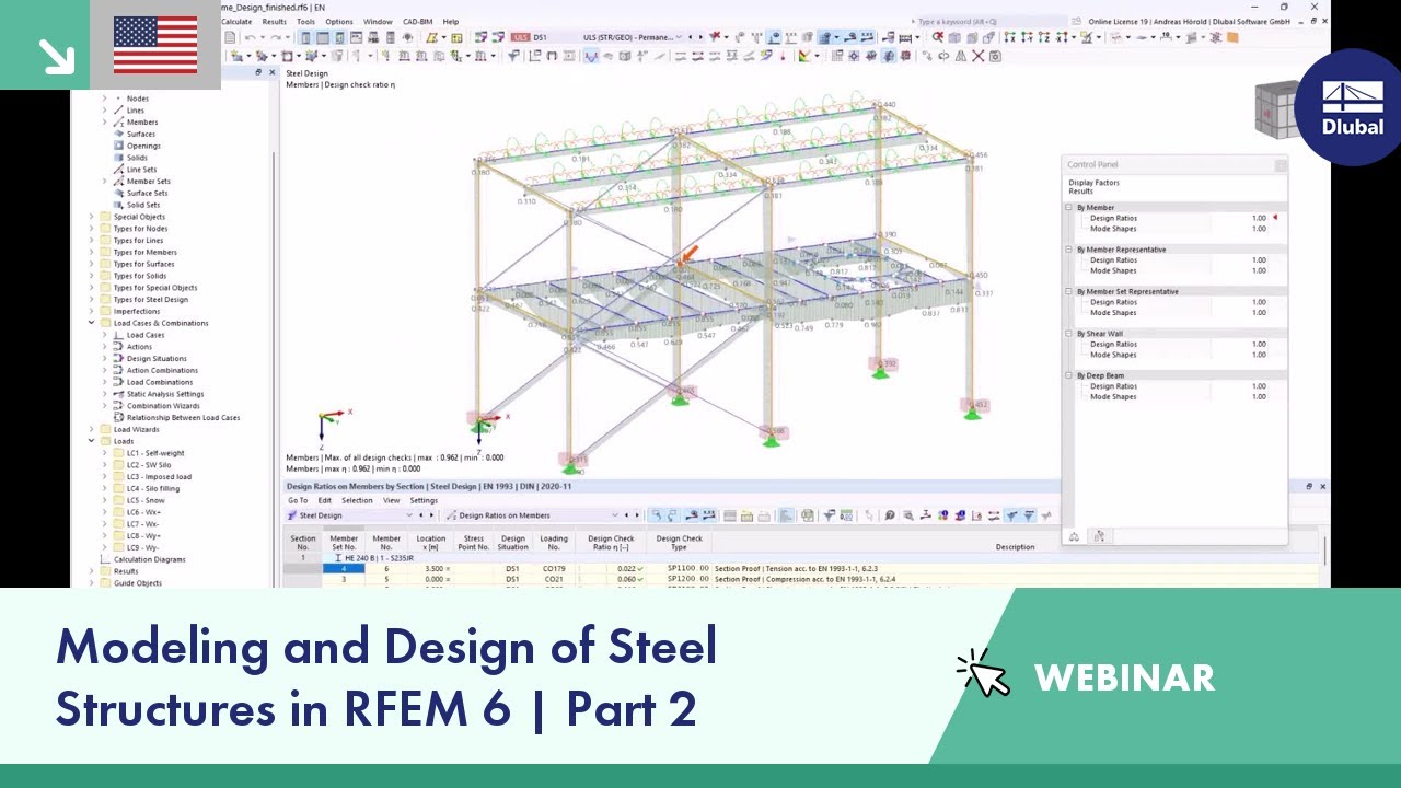 Webinar | Modeling and Design of Steel Structures in RFEM 6 | Part 2: Combinations, Design, Docum...