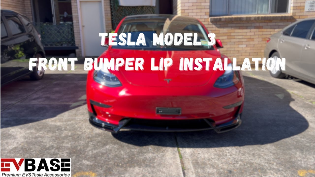 EVBASE Tesla Model 3 Front Bumper Lip ABS - BLACK