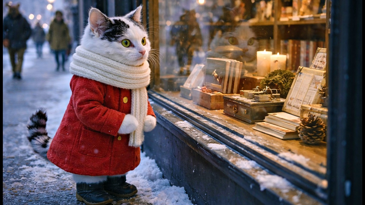 🏙 Little Kitten’s Winter Day in the City: A Quiet Walk Through the White ❄️🐾
