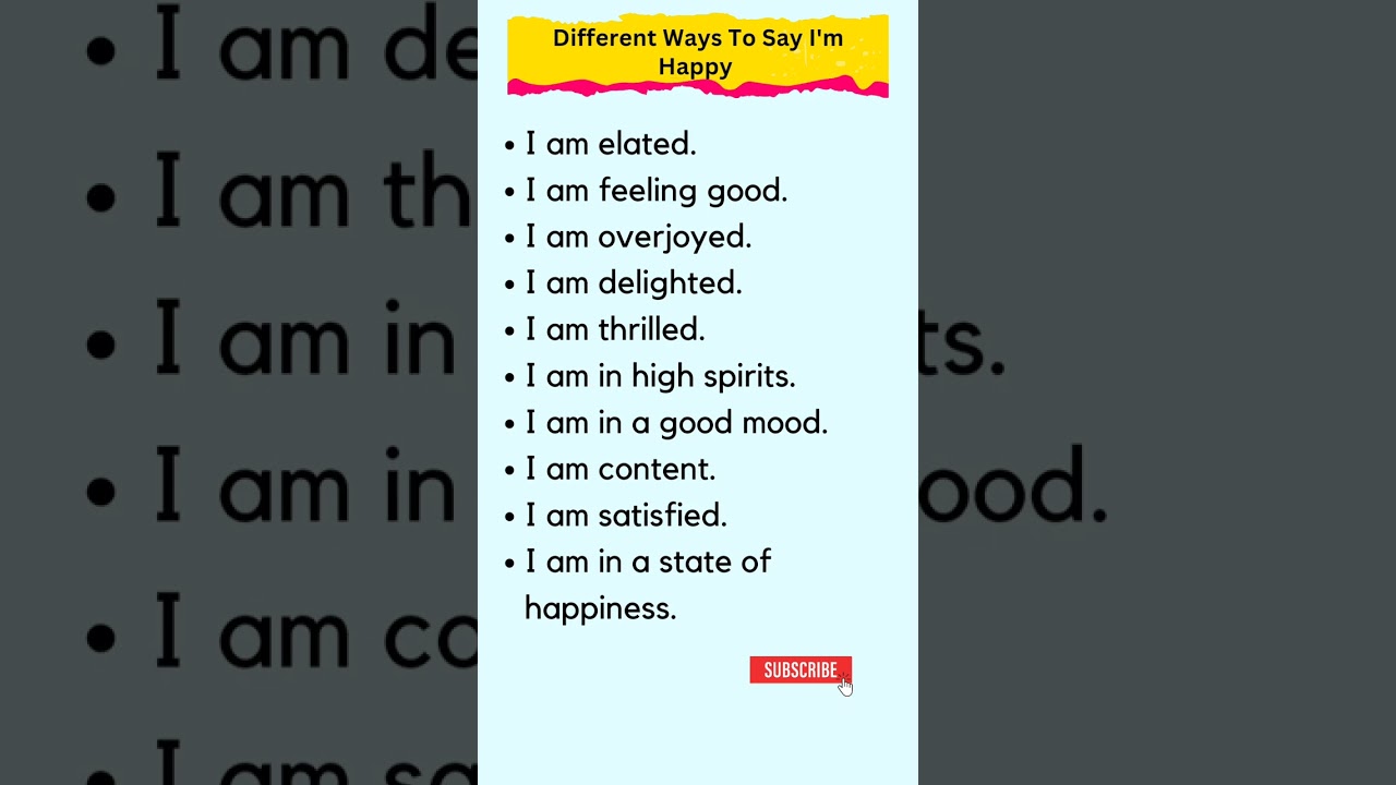 Different Ways To Say I'm Happy. #shorts #englishspeaking #learnenglish