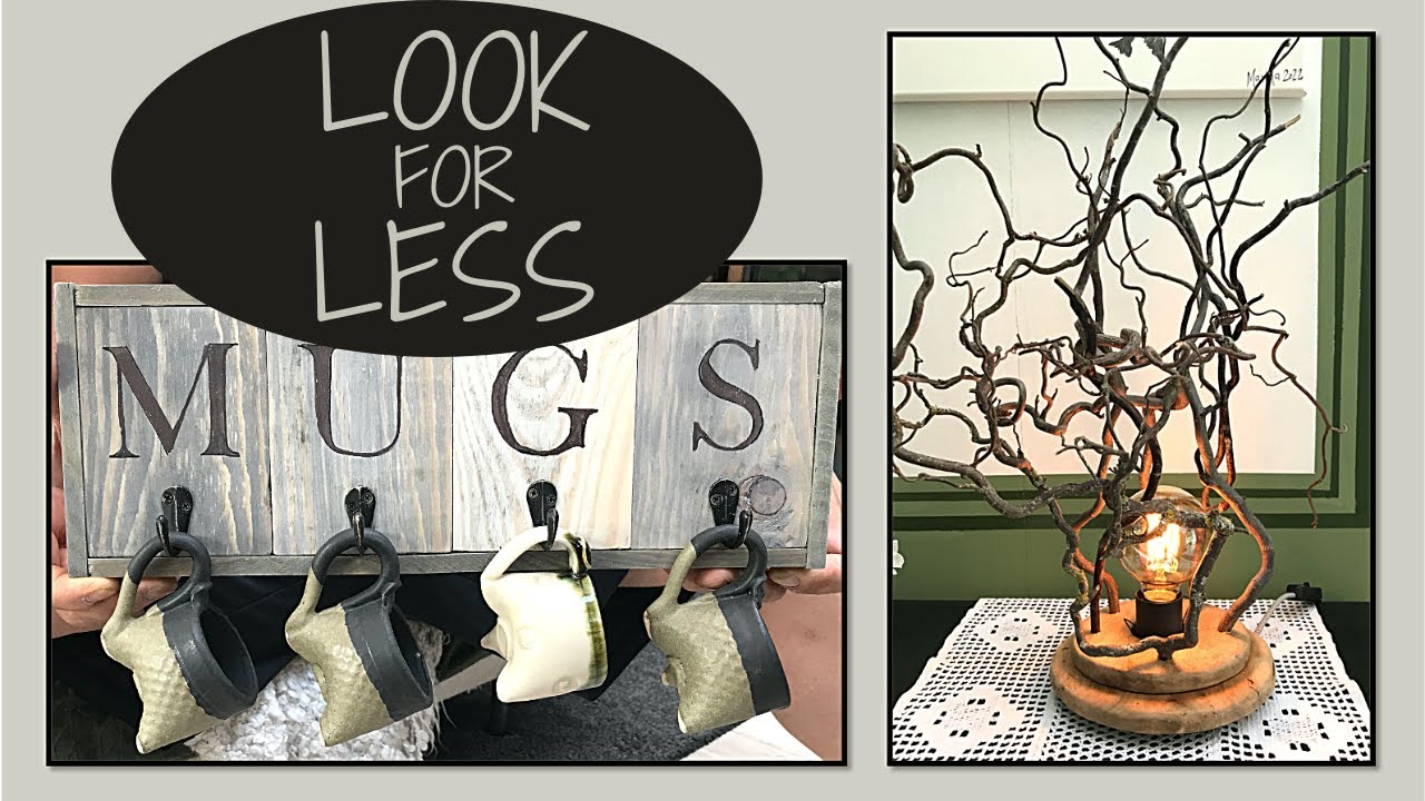 HIGH END DUPE IDEAS - FARMHOUSE MUG HOLDER - RUSTIC TWIG LAMP - LOOK FOR LESS - BUDGET FRIENDLY