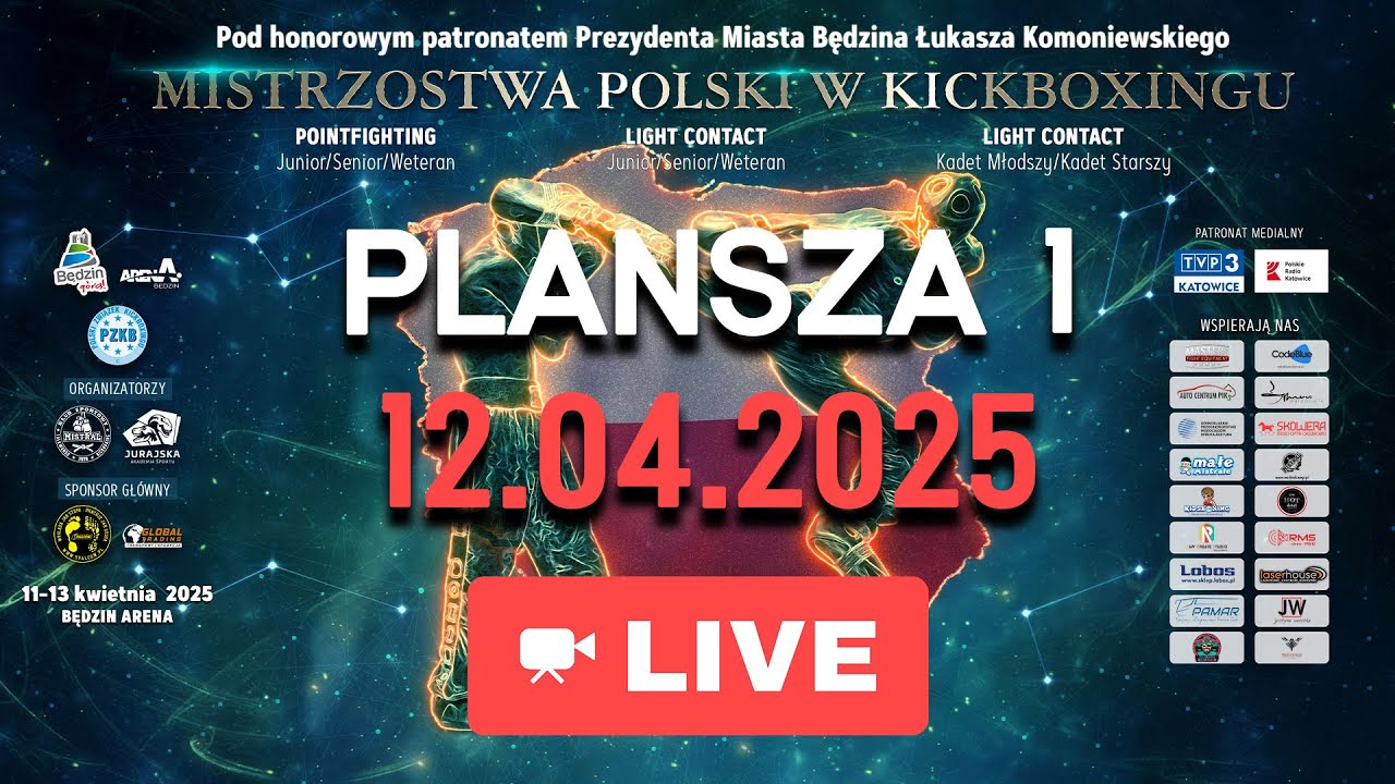 12.04.2025 - PLANSZA 1 - Mistrzostwa Polski w Kickboxingu, Będzin