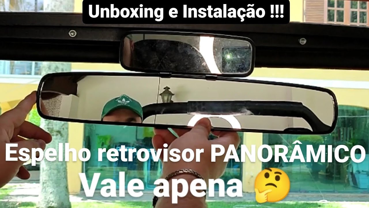 Espelho retrovisor panorâmico vale apena ? Unboxing e Instalação ! espelho retrovisor universal