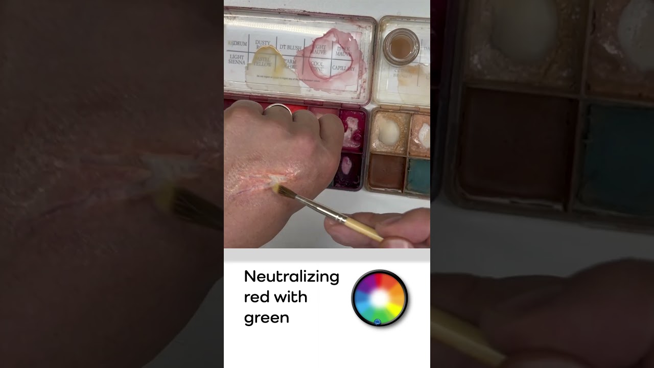Color correcting an appliance by using a color wheel #makeupfx #makeupartist #makeup #art #fxmakeup
