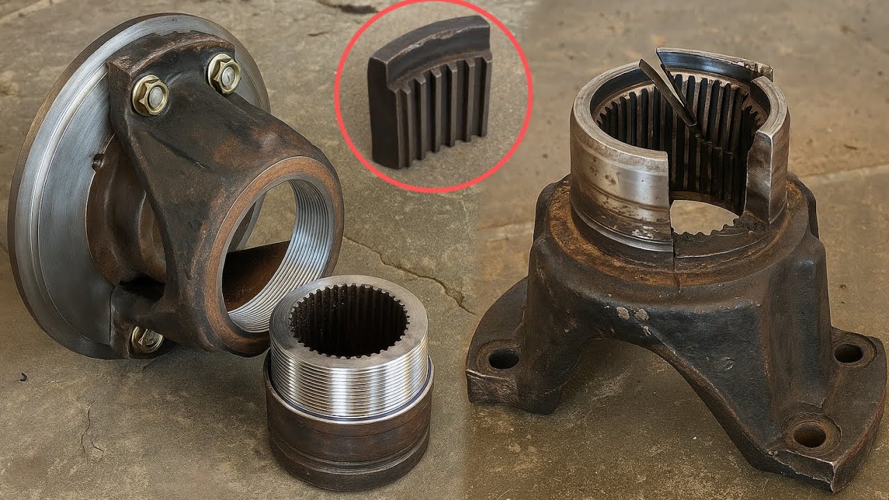 A Broken Flange Yoke Coupling Is Perfect Mechanic's Sensitivity To Bring Back In Working Conditions