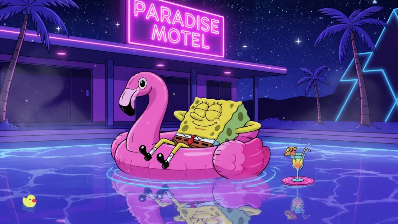 Ｃｈｉｌｌ 🦩 SpongeBob Neon Motel Pool - Lofi Hip Hop Mix ~ Beats To Sleep / Relax To
