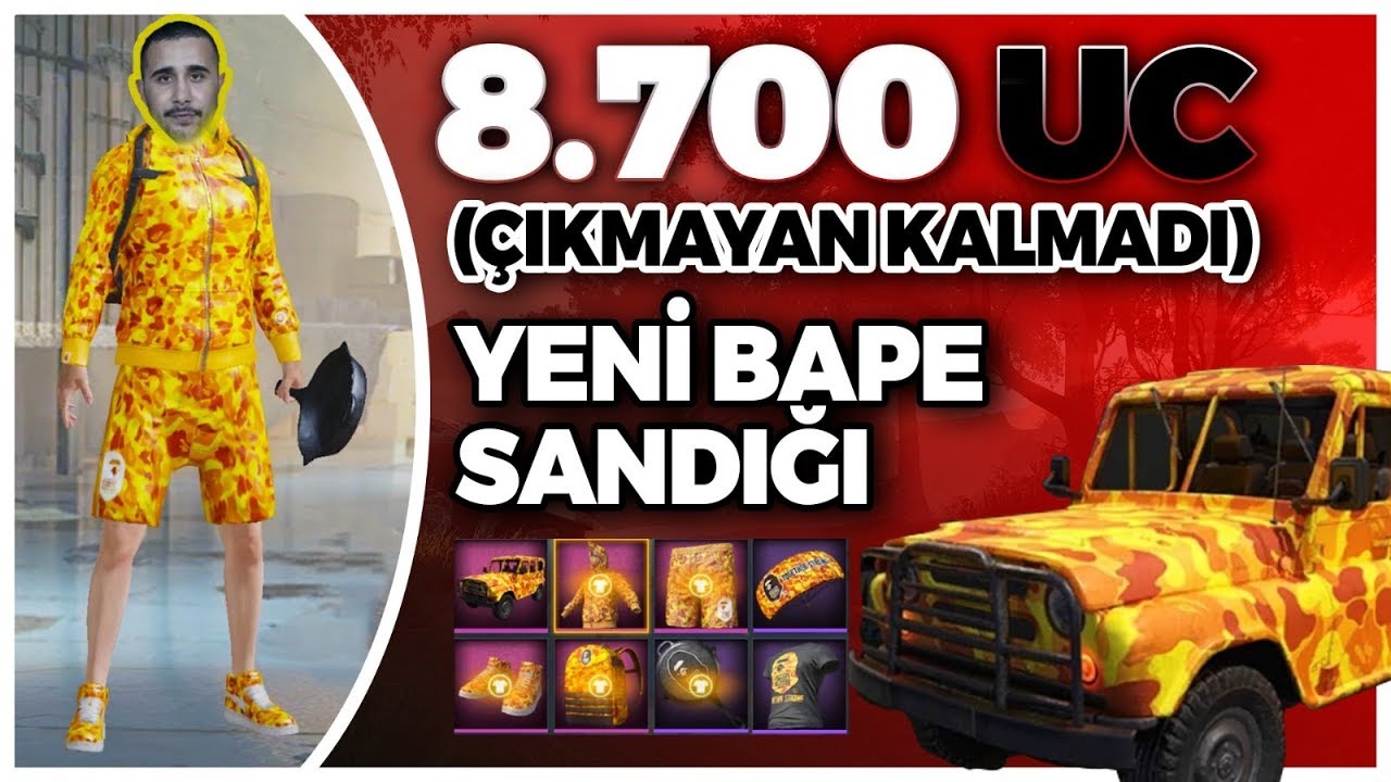 ÇILDIRDIM!! YENİ BAPE SANDIK KUTU AÇILIMI 8.700UC ŞANSLIMIYIM ŞANSSIZ MI? (PUBG Mobile)