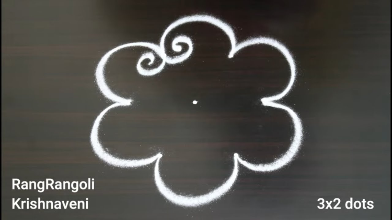 Small Rangoli🍀3x2 dots Easy Sravana masam Muggulu🍀Simple Kolam🍀RangRangoli Krishnaveni