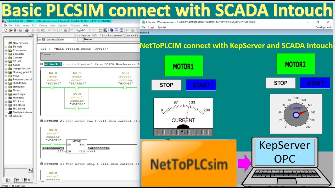 Wonderware SCADA Intouch connect with PLCSIM