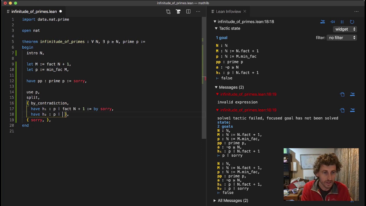 Infinitude of primes --- a Lean theorem prover demo