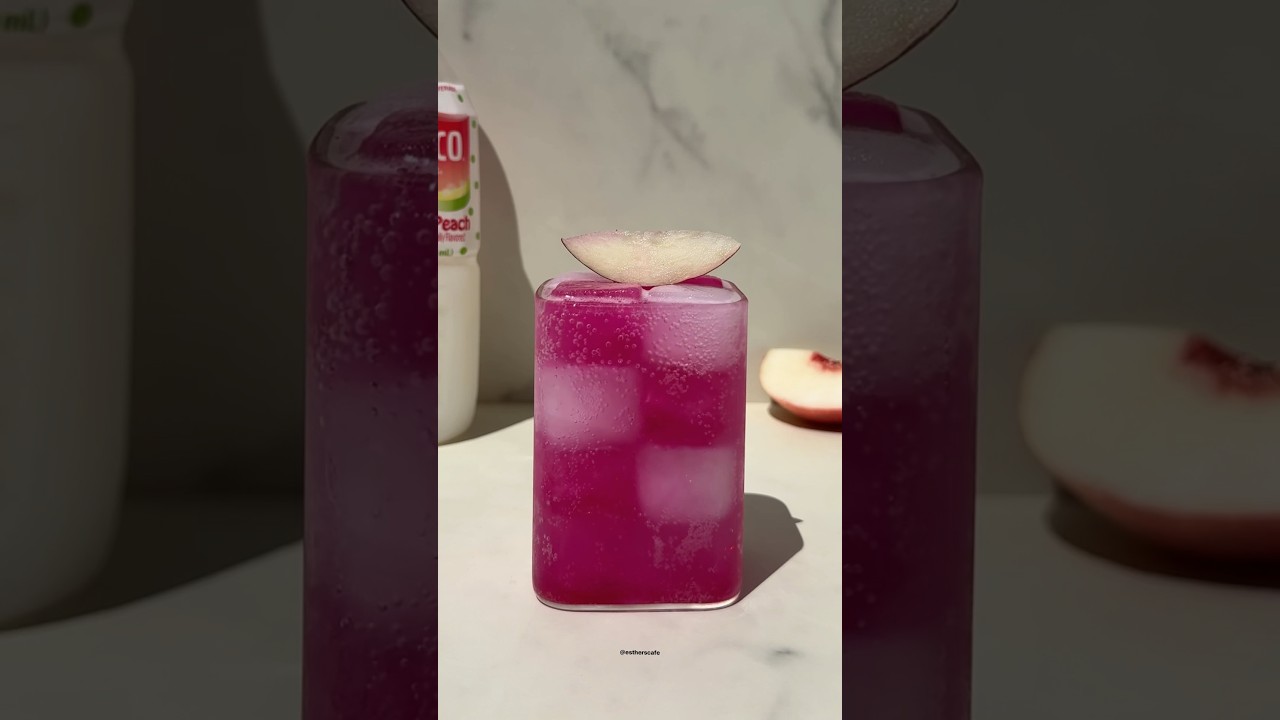 🤍🍑 White Peach Sparkling Drink | IG: estherscafe_ TT: estherscafe | #whitepeach #asmr #sparkling