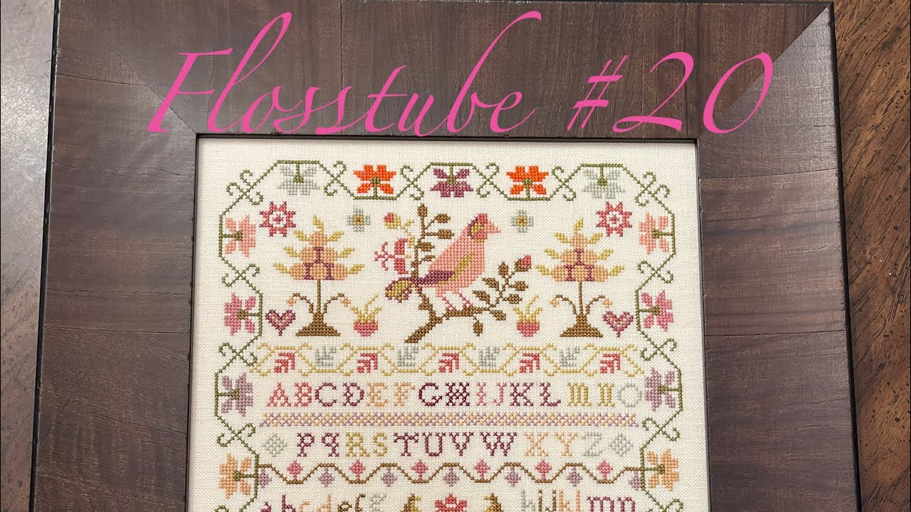 Flosstube #20 Розовый воробей, закончено и оформлено в рамку.