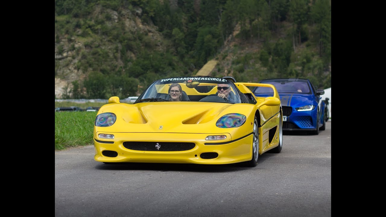 Giallo Ferrari F50 driving, acceleration and loud sound !!!