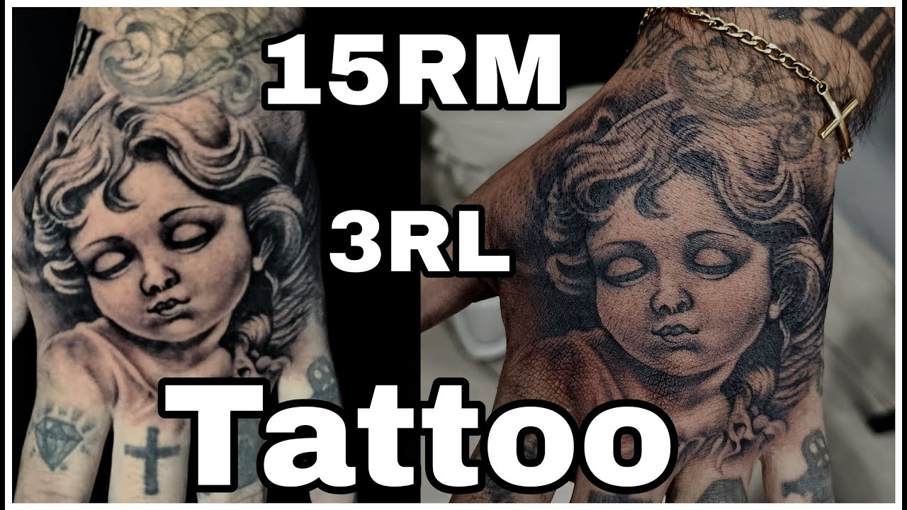 Tatuaje en la mano - Ángel Realista- Como tatuar sombras (VIDEO COMPLETO) tiempo real