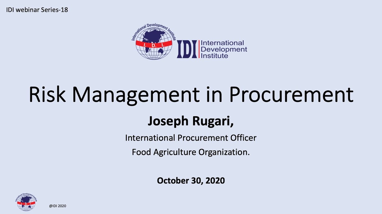 IDI Webinar Series 2021: Risk Management in Procurement