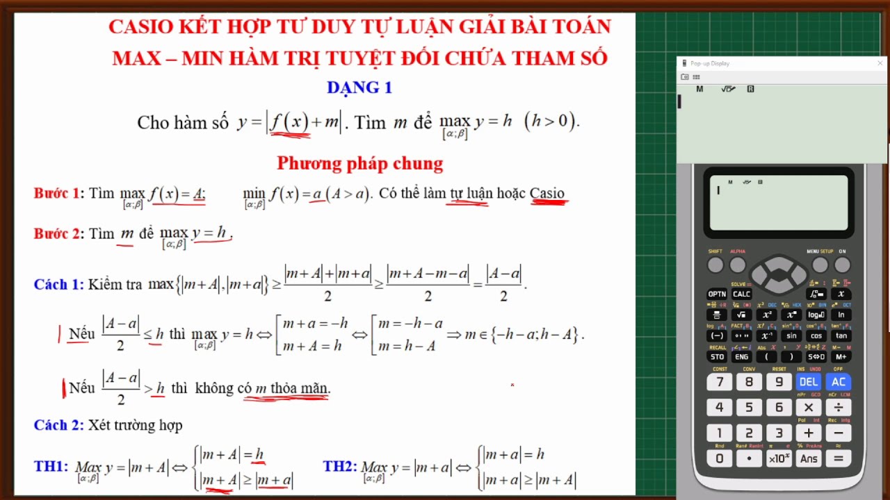 Casio giải bài toán Max-Min hàm trị tuyệt đối chứa tham số|Min-Max VD-VDC |Dạng 1 (Phần 1)