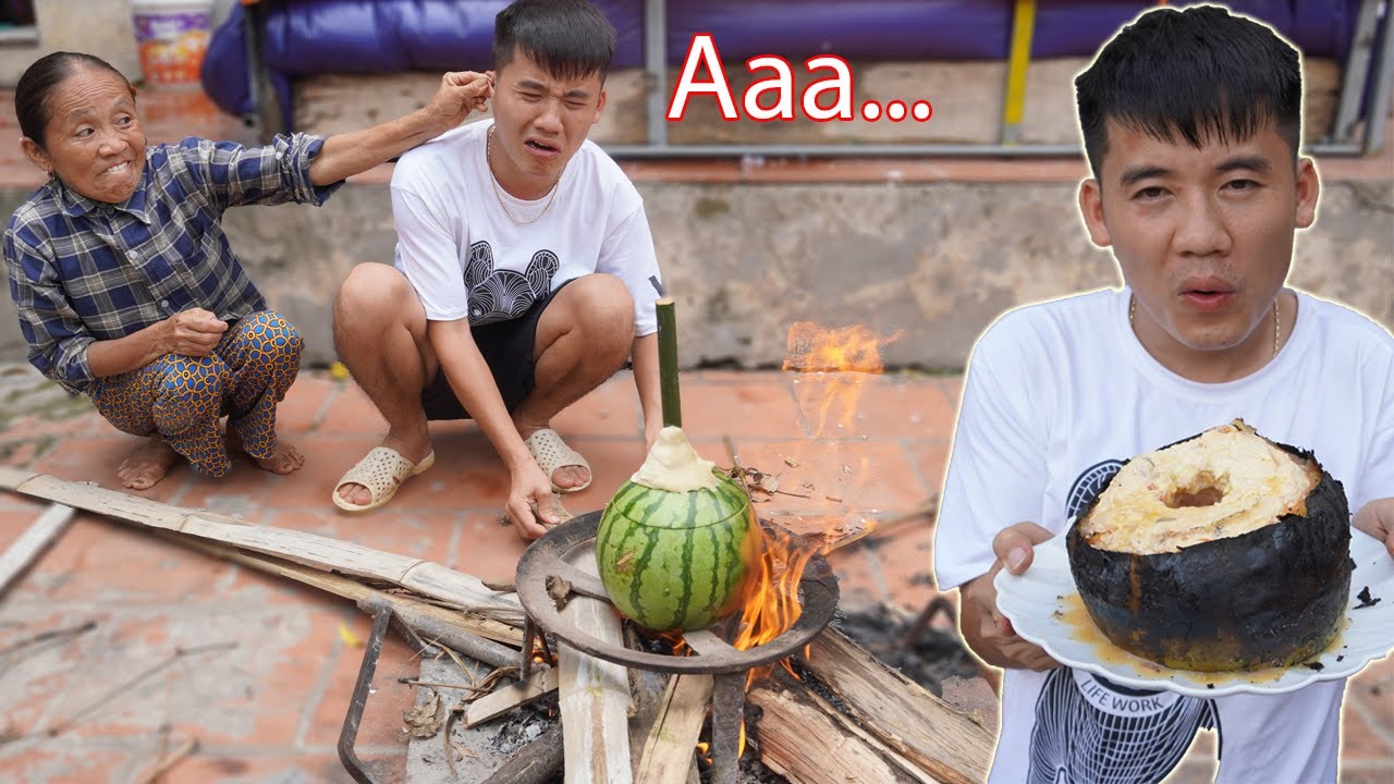 Hưng Vlog - Lần Đầu Làm Trứng Nướng Dưa Hấu Xem Phản Ứng Của Mẹ Bà Tân Vlog Sẽ NTN