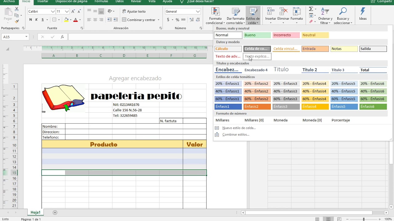 Cómo crear una factura en Excel L.I.N. 5°
