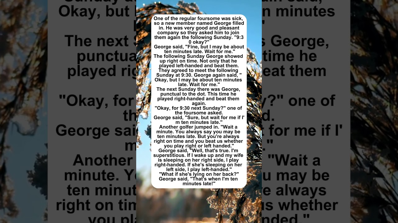 Ten Minutes Late #golf #superstition #funny #wife #comedy #jokes #humor #late #lefthanded