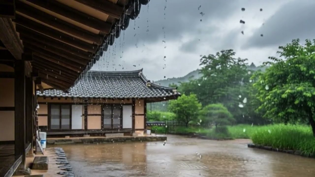 장시간 스트레스 해소 시골집 빗소리🌧️｜마음안정｜ 수면유도｜휴식｜공부 집중｜백색소음｜ASMR
