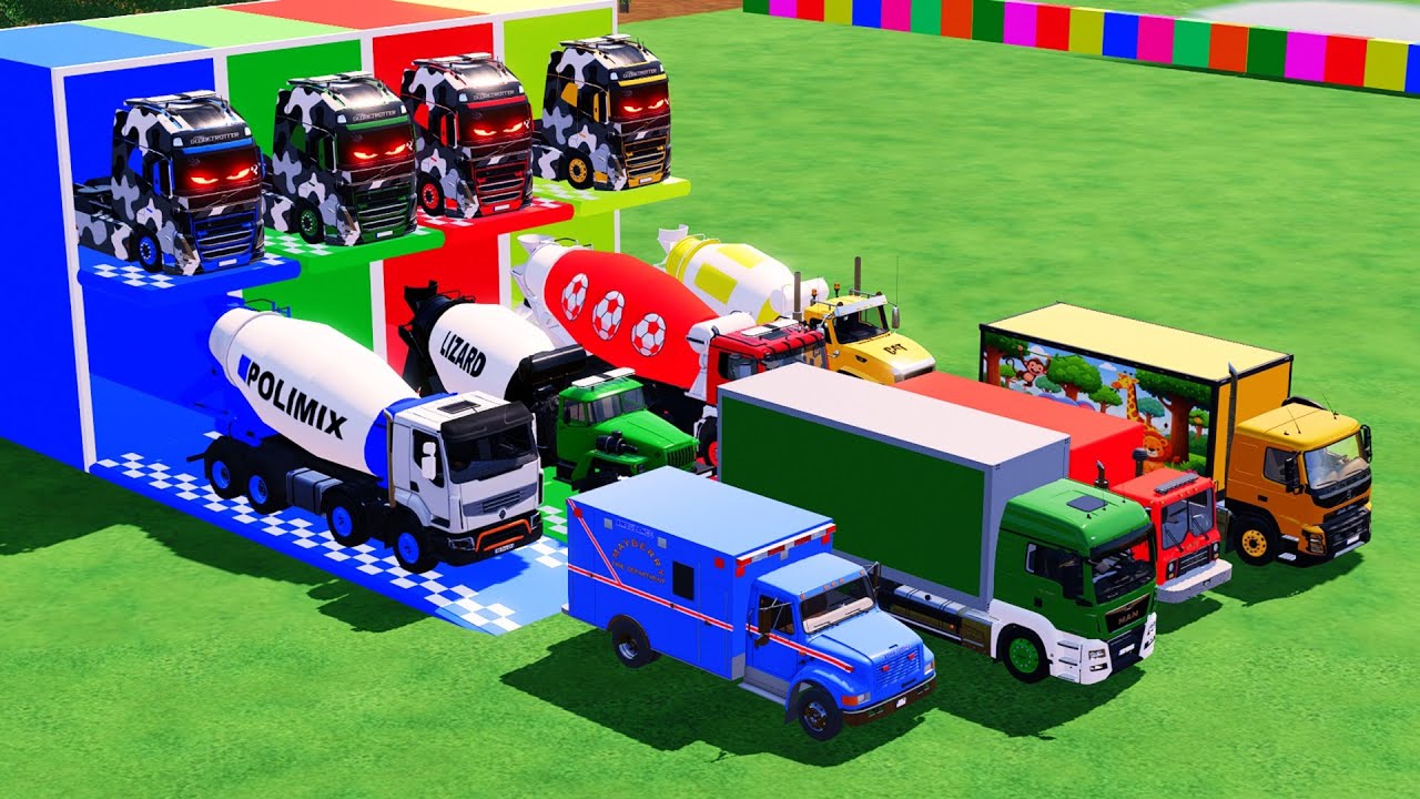 Грузовик-миксер с двойной платформой Volvo Man Inter от компании Transporting by Colors - FS22