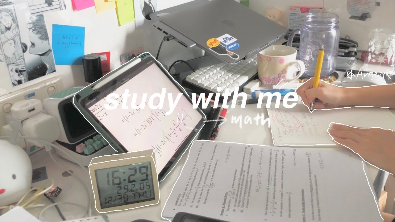 🎐🥲 study with me: mATH (realtime, 3hours) ft. my anger and rain sounds 🙇‍♀️