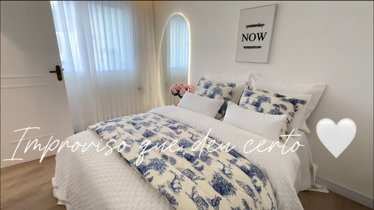 Fiz a cama posta, e improvisei decoração no meu quarto 🤍 amei o resultado 🤍