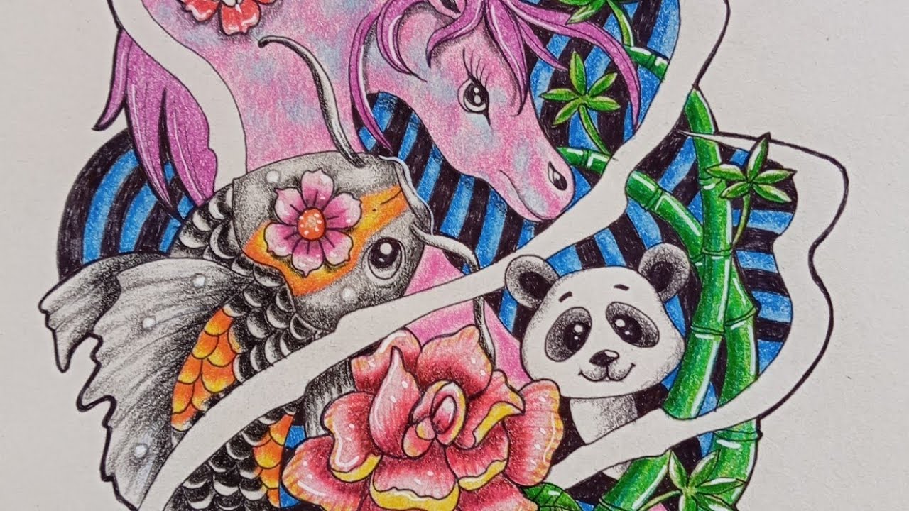 Nature 🌳🎏🐎🐼 #art #drawing #tiktok #tiktokviral #viral