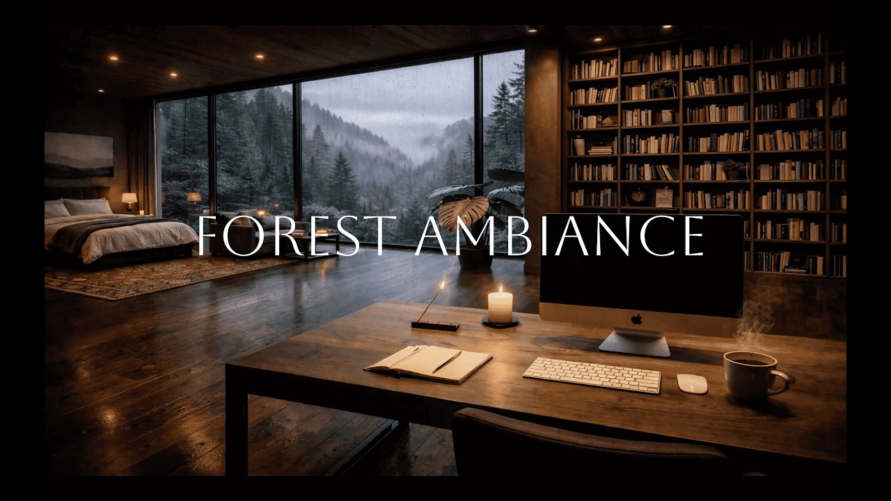 Forest Night Ambience | Study & Relaxation Sounds,  Background Music (2 hours)