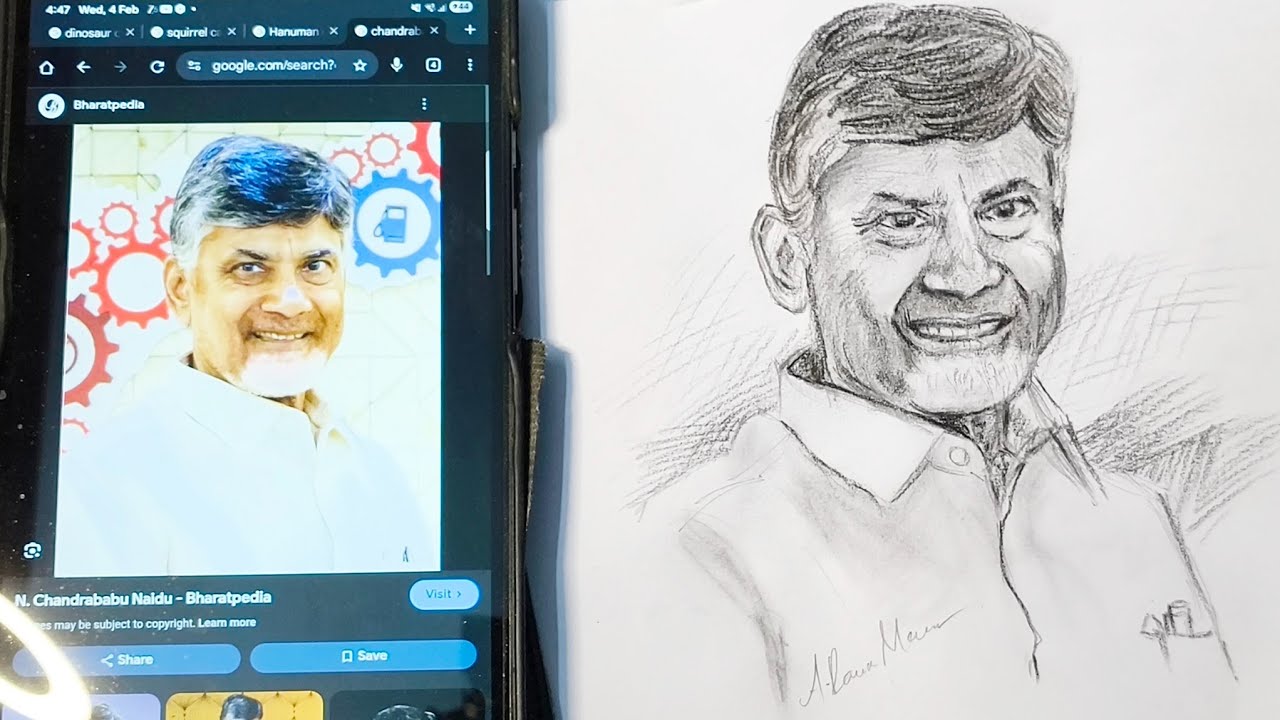 Portrait Pencil Drawing | Chandra Babu Naidu 