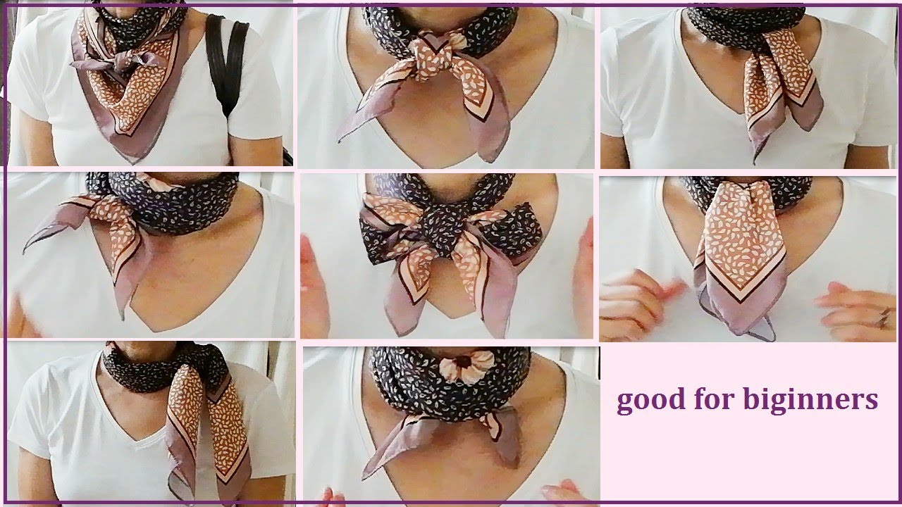 ♥8 ways to tie a brown scarf for 2019 fall fashion trend  【スカーフの巻き方】秋のトレンドスカーフで８アレンジ