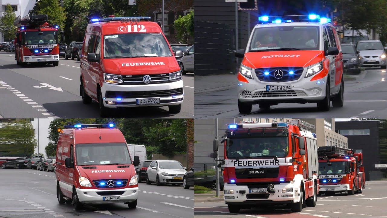 Berufsfeuerwehr und Rettungsdienst Stadt Aachen auf Einsatzfahrt (Zusammenschnitt)