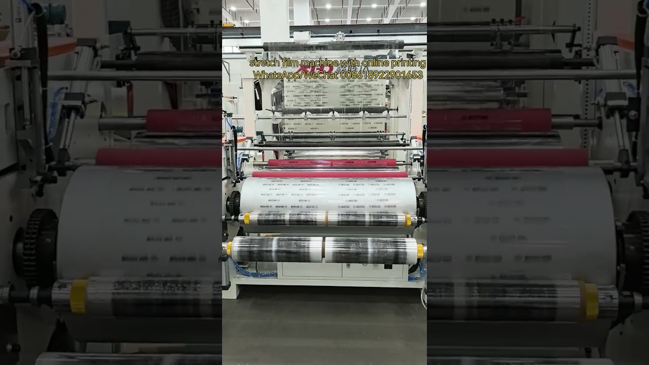 1000mm stretch film machine with online printing; printing stretch film machine #stretchfilmmachine