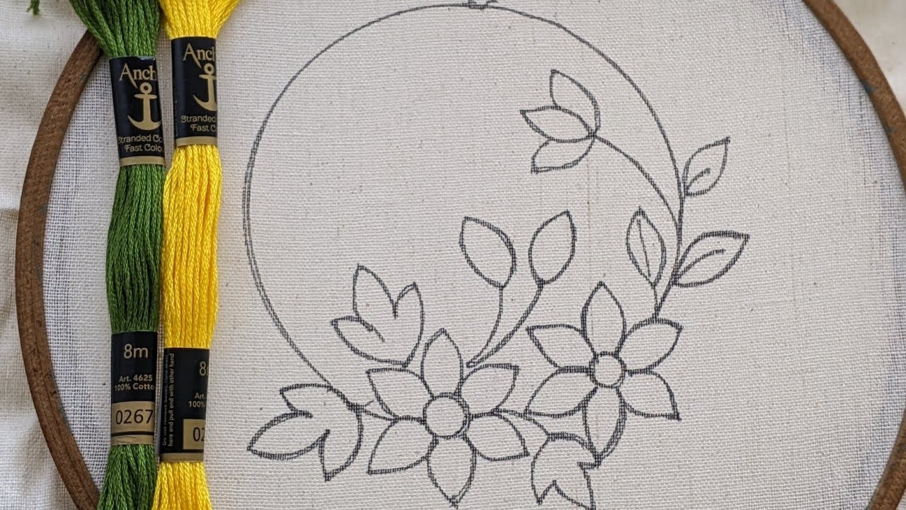 VERY EASY FLOWER CIRCLE HAND EMBROIDERY DESIGN FOR CUSHION COVERS #embroidery