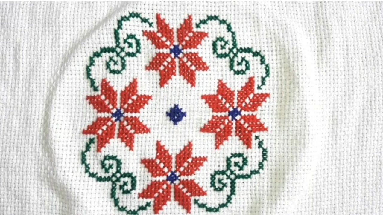 dusuti bedsheet center embroidery/ cross stitch chadar design