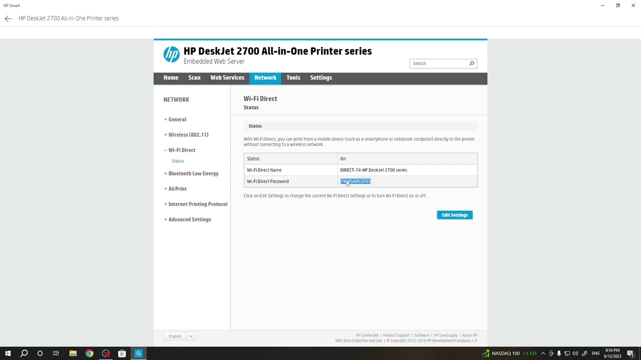 How to Check and Change WiFi Direct Password on HP DeskJet 2700 Printer?