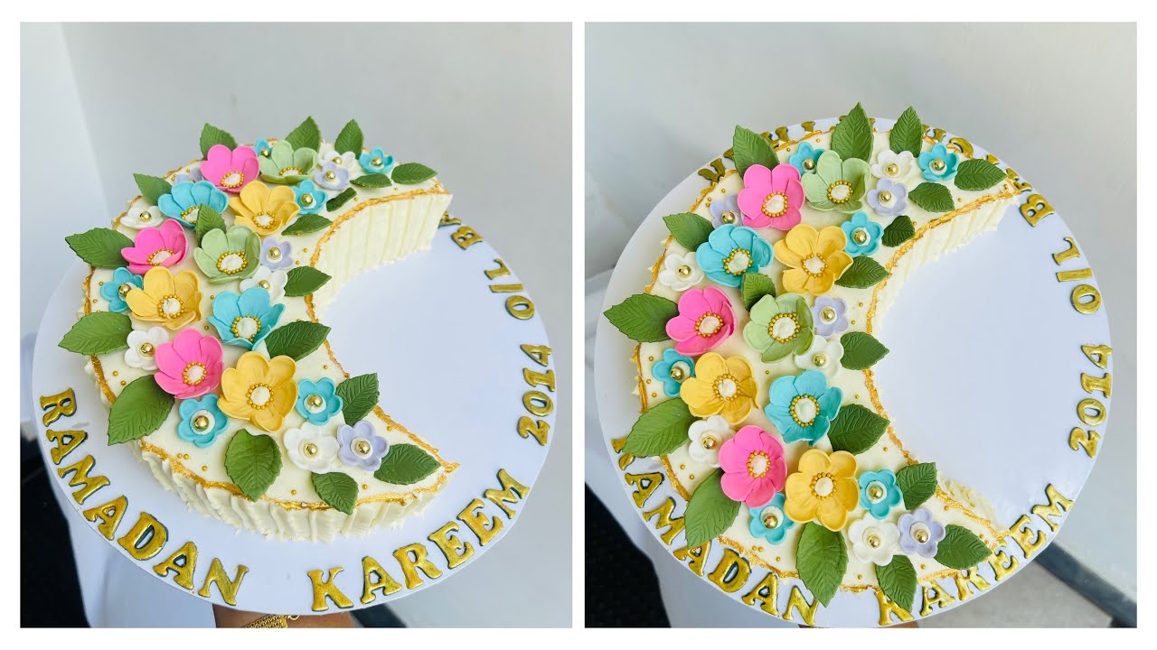 How to make crescent moon shaped Ramadan Kareem cake design #viral #trending #cakedecorating#ramadan