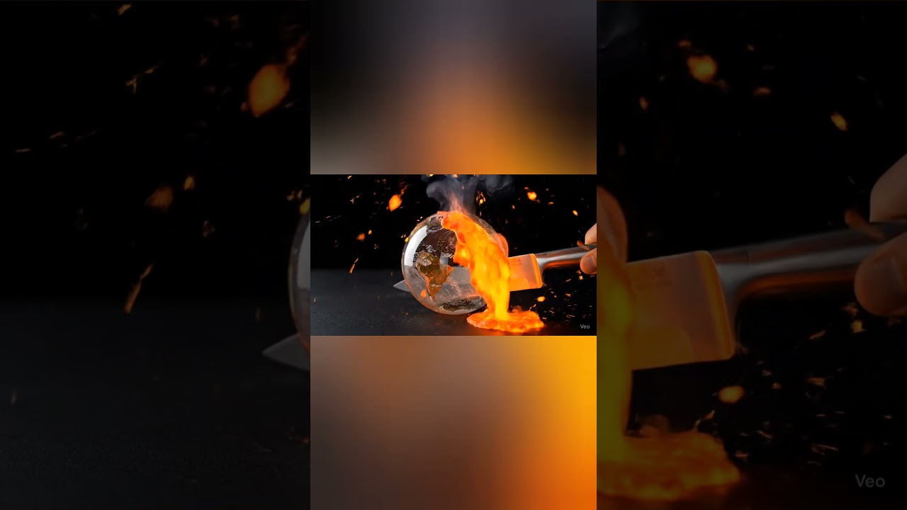 Cutting a Glass Earth in Half 😱✨ (Wait for the Lava!) #lava #moltenlava #earth
