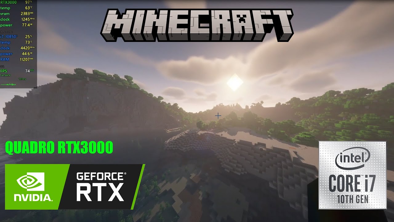 Minecraft Test On NVIDIA Quadro RTX3000 + Intel Core i7-10850H