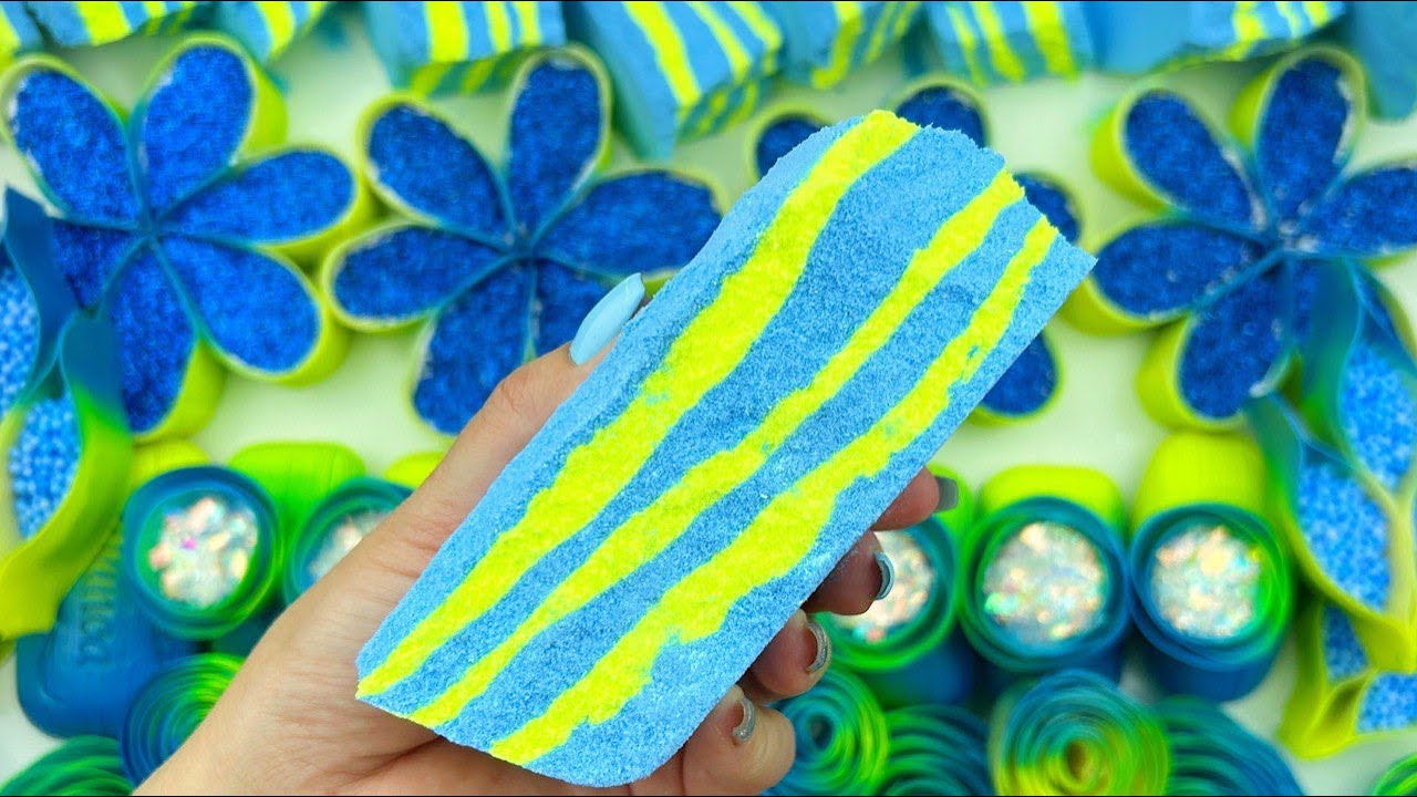 Baking soda★Hand crush soap stripes★Soap with starch and glitter★ASMR SOAP★Cutting cubes★