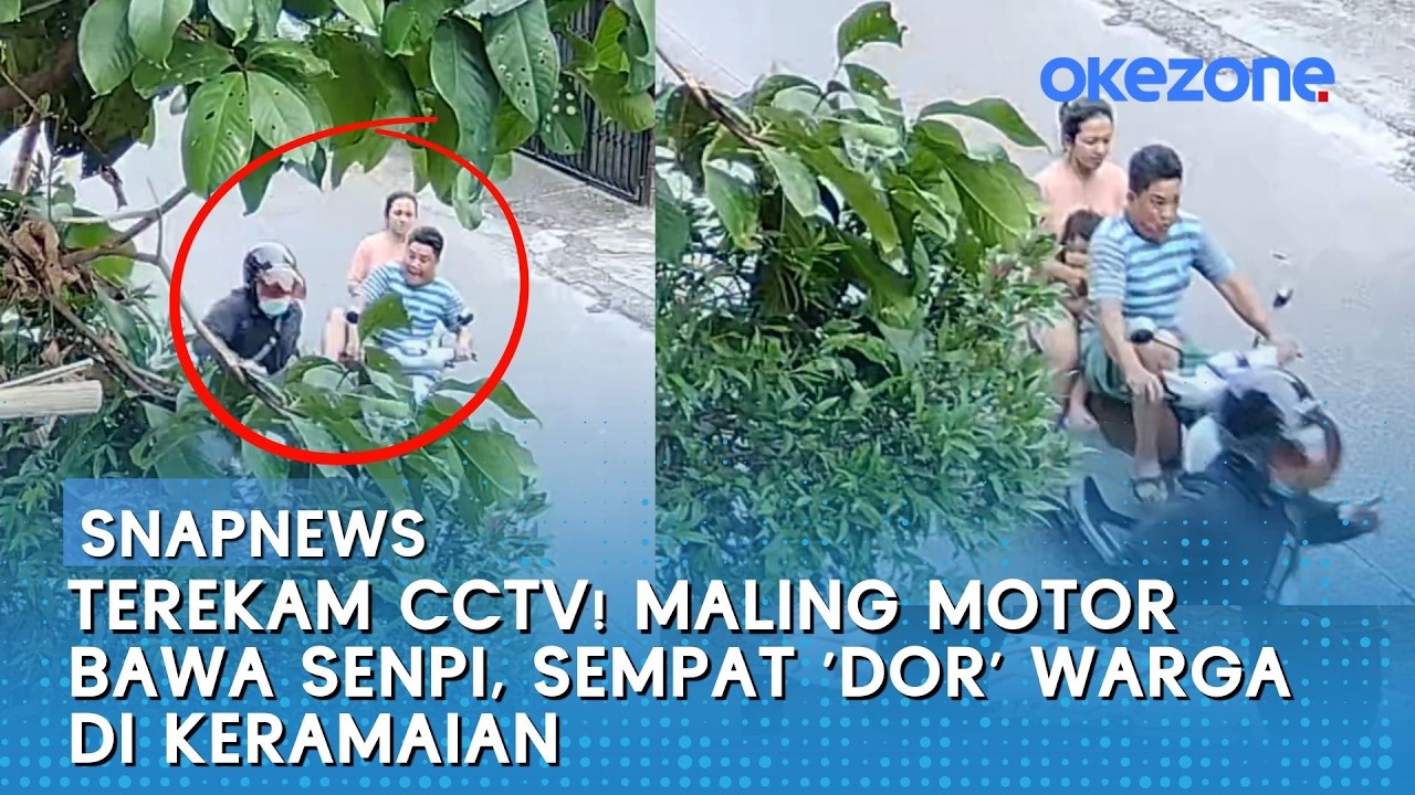 Terekam CCTV! Maling Motor Bawa Senpi, Sempat 'Dor' Warga di Keramaian | Snapnews