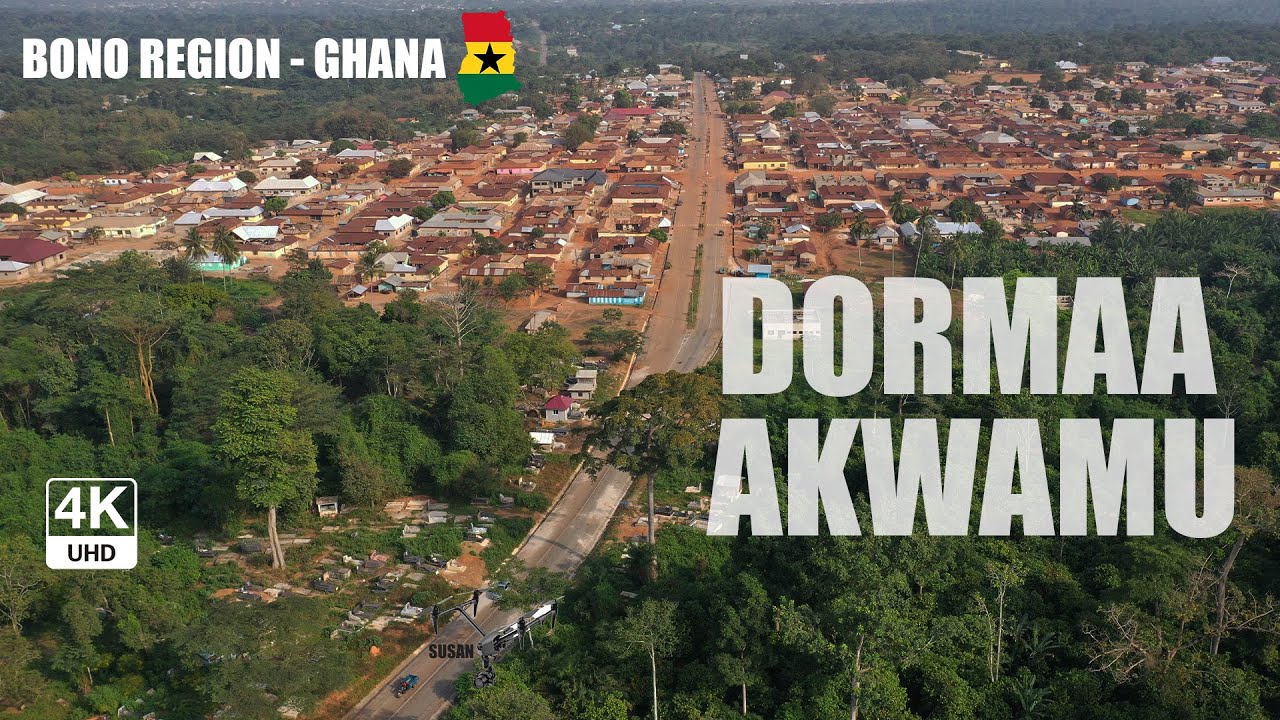 Dormaa Akwamu Aerial view in the Bono Region of Ghana 4K